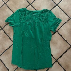 Talbots Emerald Green Smocked Short Sleeve Top